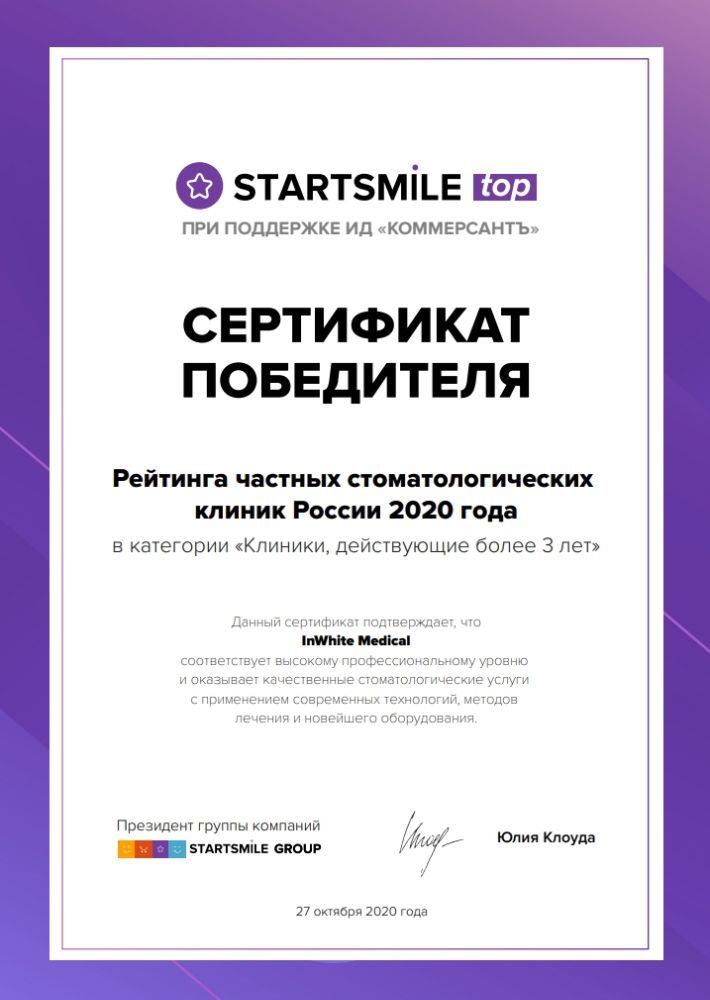 Клиника Inwhite Medical заняла первое место в рейтинге частных клиник